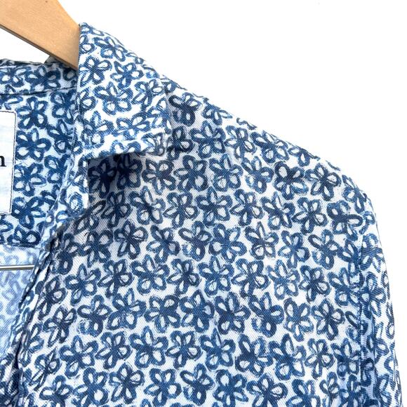 Frank & Eileen Modal Flower Floral Blue Eileen Button Down Shirt Top Small - Picture 5 of 8
